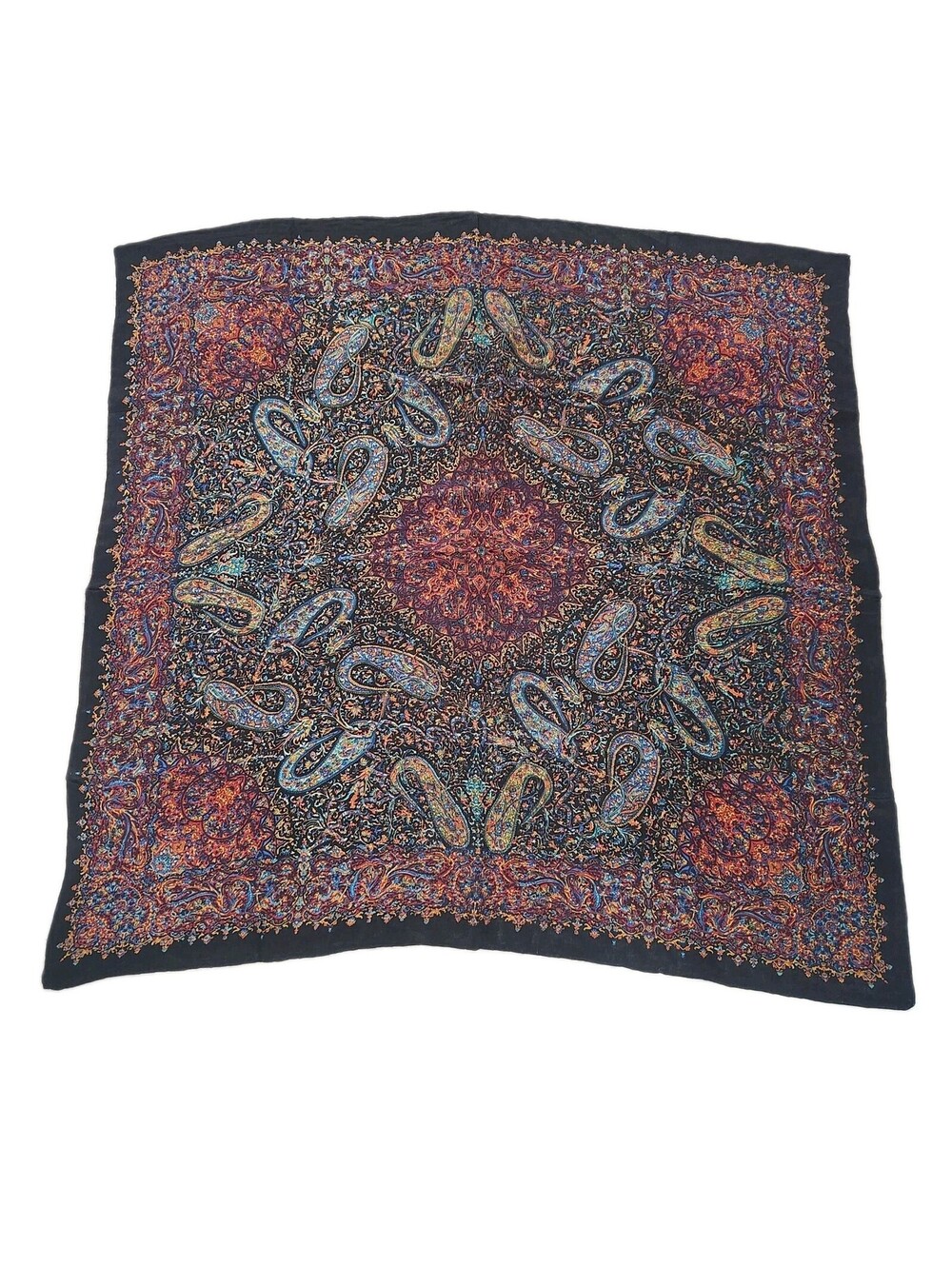 Vintage Christina Silk Scarf 42 X 40 Paisley Colorful Hippie Boho Square